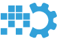 Icon of a gear next to intermittent rows of squares