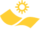 Icon of a sun above two solar panels