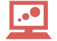 Icon of a desktop monitor diagonally displaying three circles